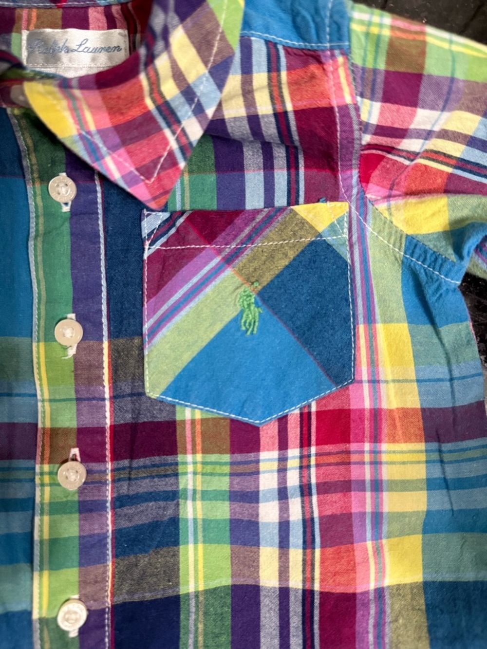 Polo Ralph Lauren Baby Boy Madras Plaid Romper - 9 Months - Picture 3 of 5